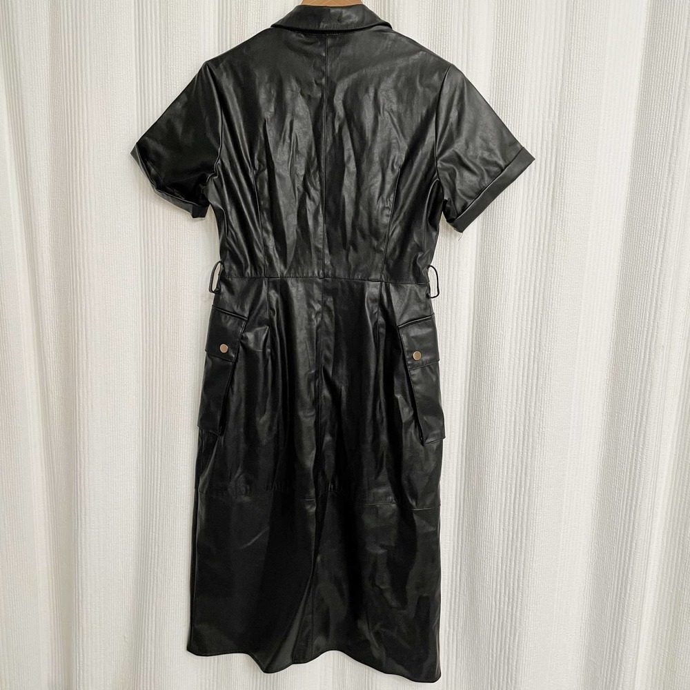 Zara Faux Leather Snap Front Dress Black - Picture 10 of 10